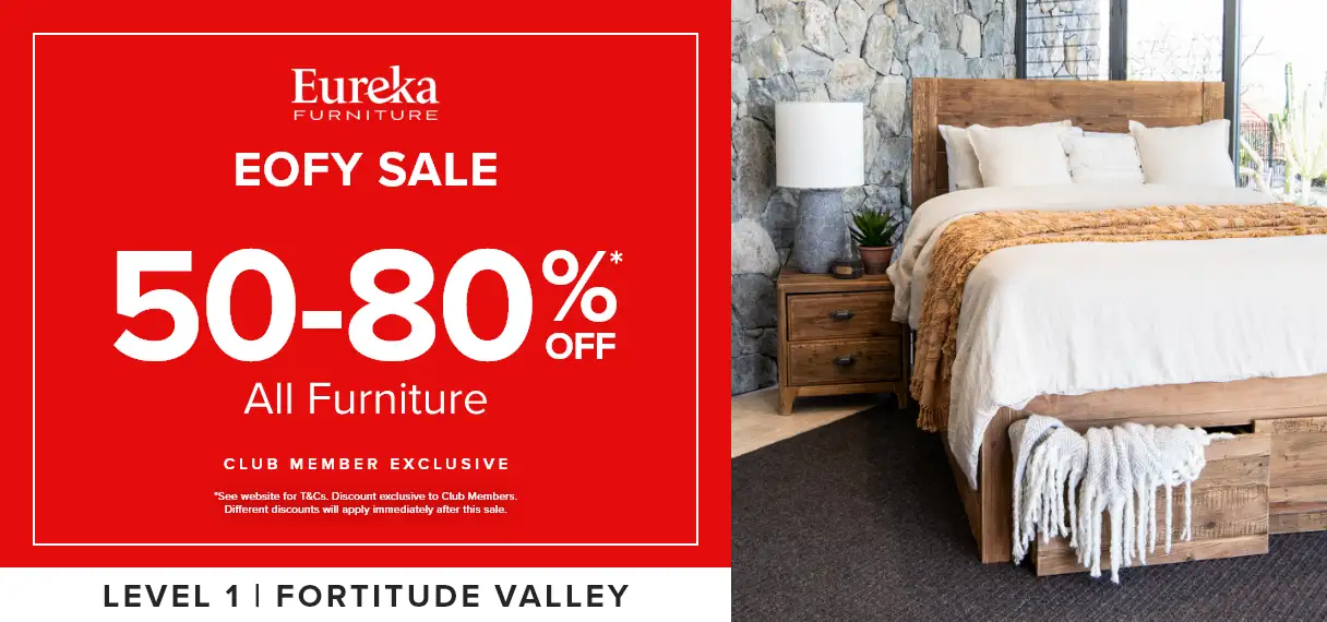 Eureka Furniture EOFY FortitudeValley – 1216x570px
